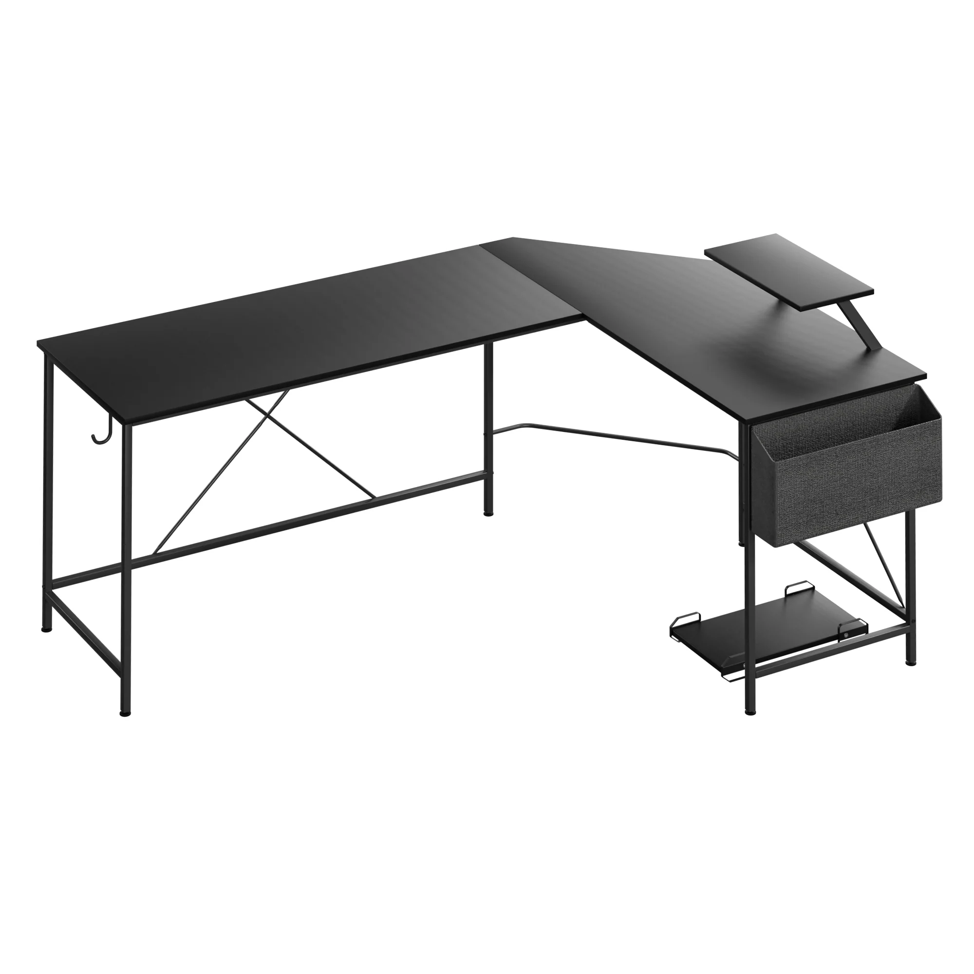 Levede Computer Desk Corner Desk Black - Image 8