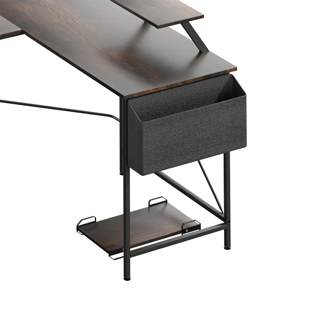 Levede Computer Desk Corner Desk Brown - Image 3
