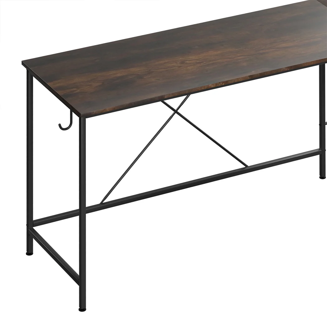 Levede Computer Desk Corner Desk Brown - Image 4