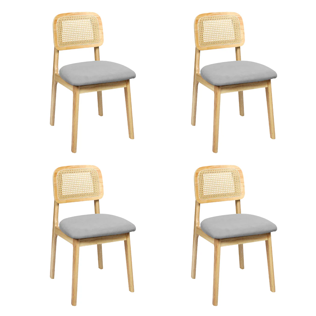 Levede Dining Chair Wood Rattan Armless Natural x4 - Image 9