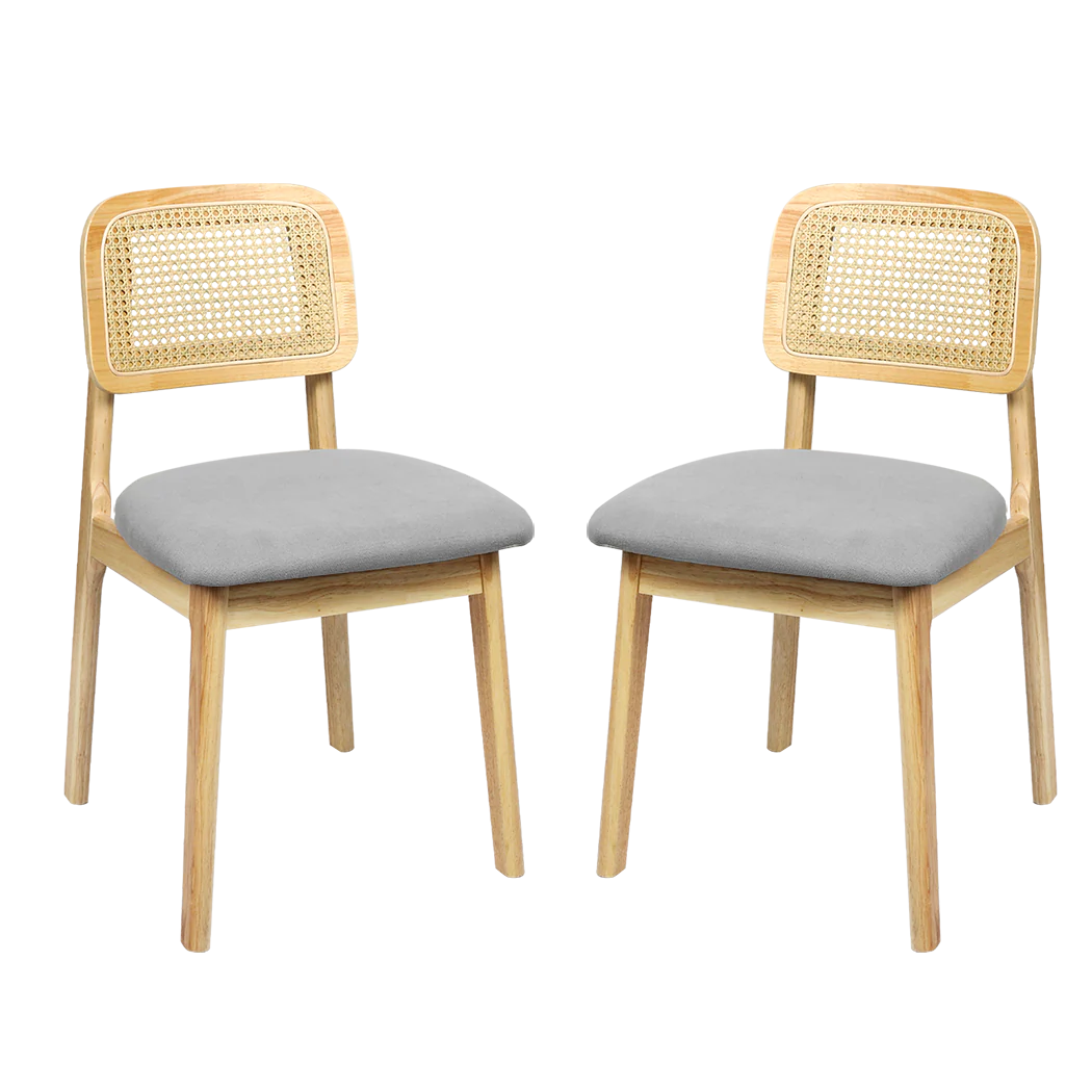 Levede Dining Chair Wood Rattan Armless Natural x6 - Image 8
