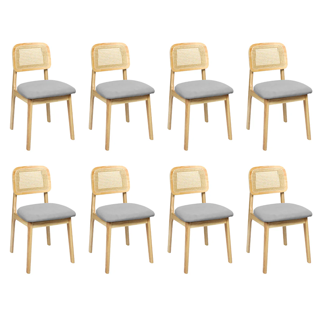 Levede Dining Chair Wood Rattan Armless Natural x8 - Image 9