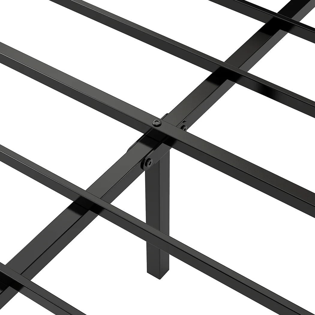 Levede Double Bed Frame Steel Base with Headboard Grey - Image 4