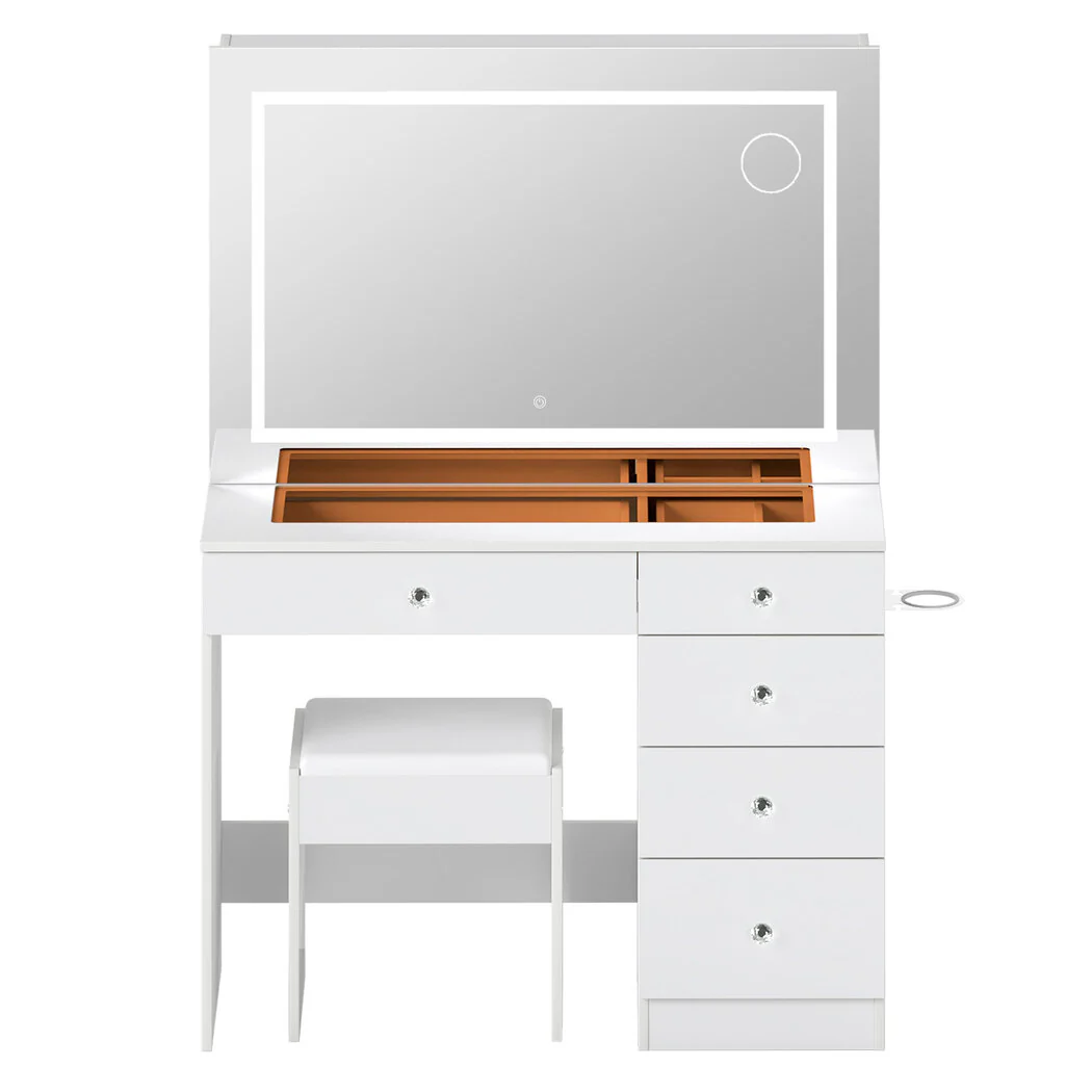 Levede Dressing Table LED Makeup Mirror Stool Set Vanity Desk 5 Storage Drawer