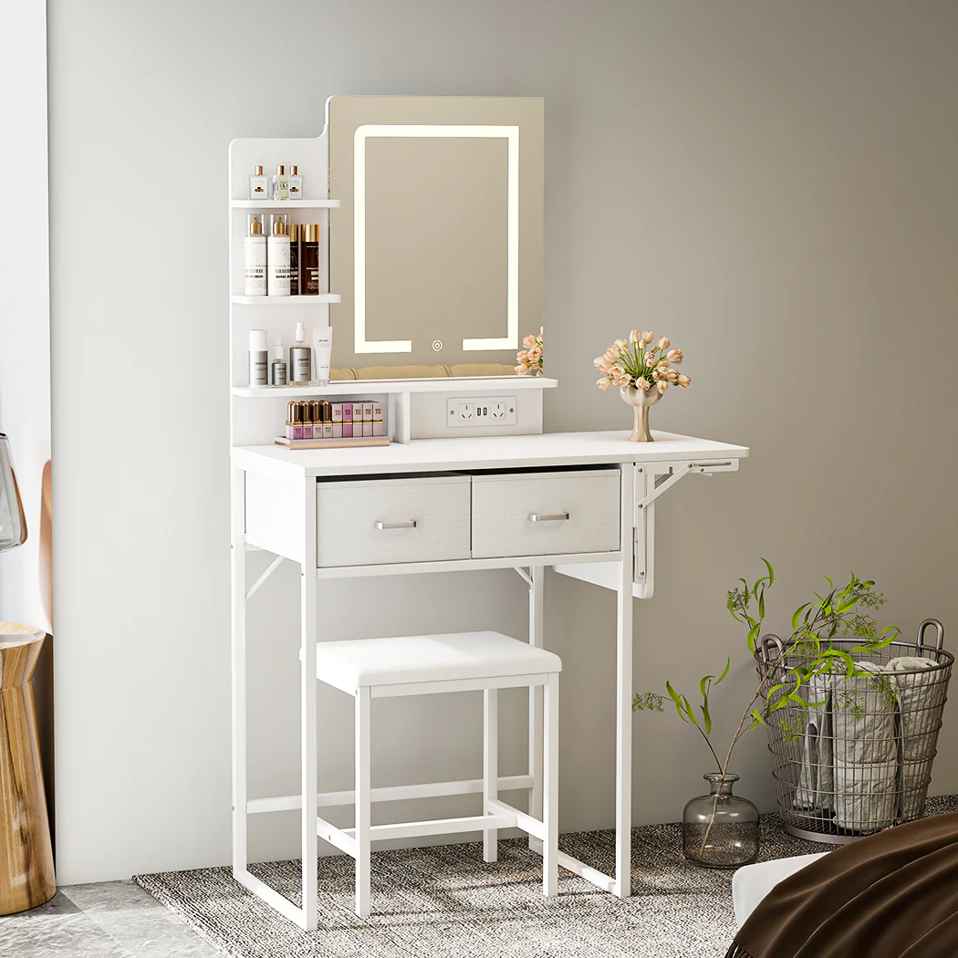 Levede Dressing Table LED Makeup Mirror Stool Set Vanity Desk Fold-up Panel - Image 6