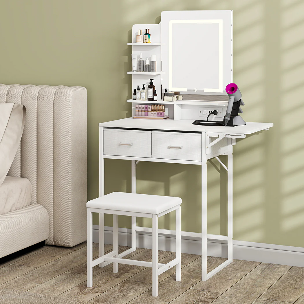 Levede Dressing Table LED Makeup Mirror Stool Set Vanity Desk Fold-up Panel - Image 8