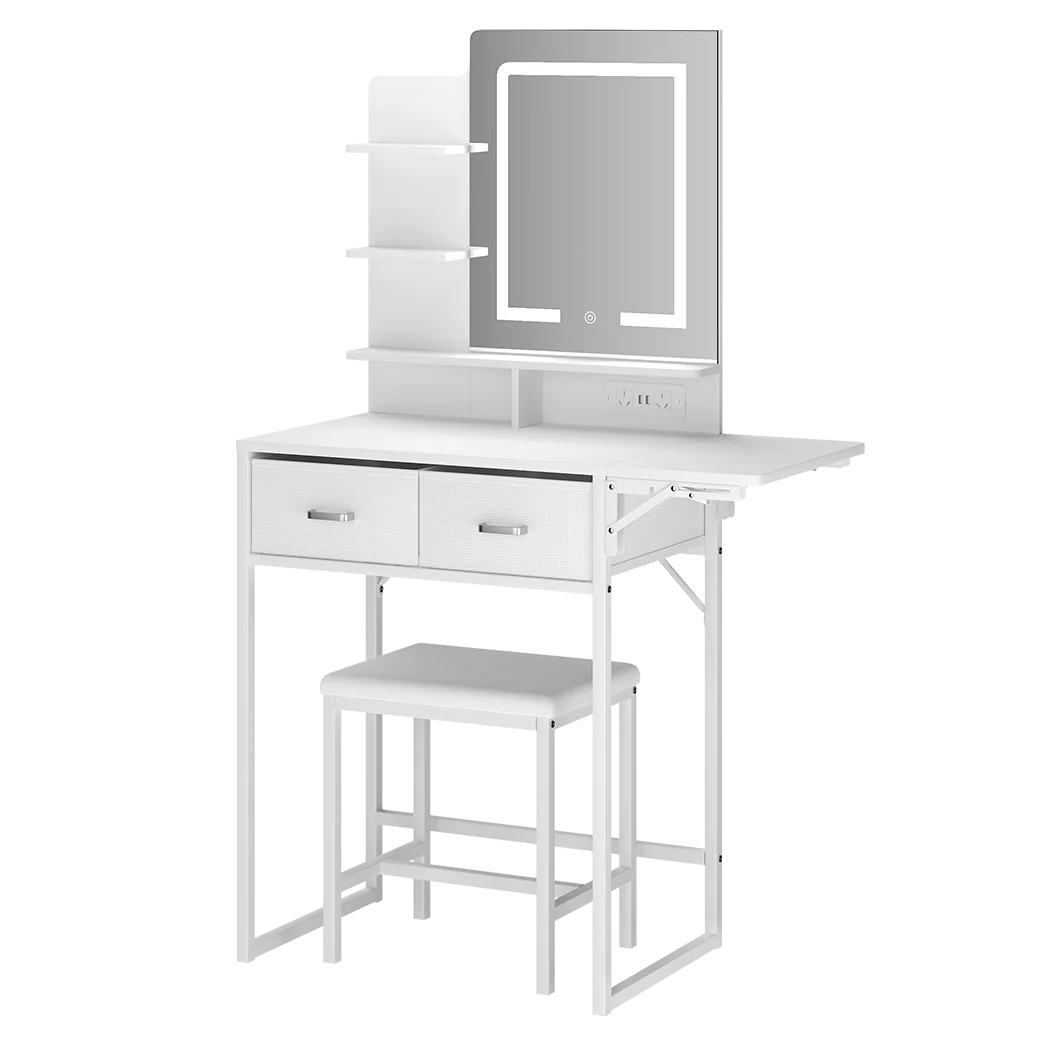 Levede Dressing Table LED Makeup Mirror Stool Set Vanity Desk Fold-up Panel - Image 9