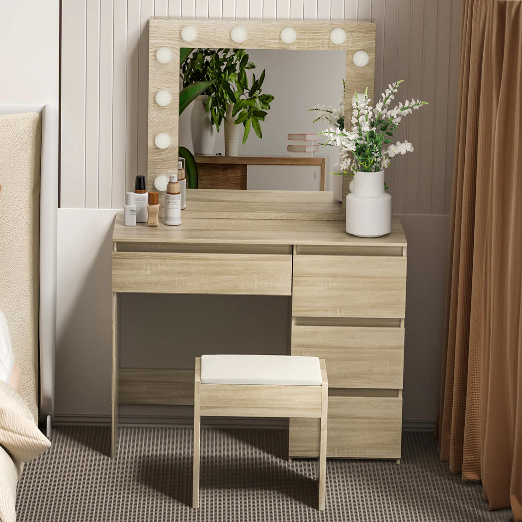 Levede Dressing Table Stool Set Makeup Mirror Led - Image 6