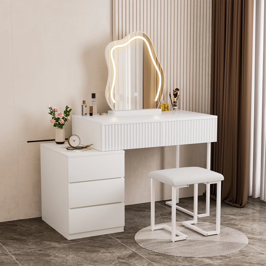 Levede Dressing Table Stool Set with Mirror Led - Image 6