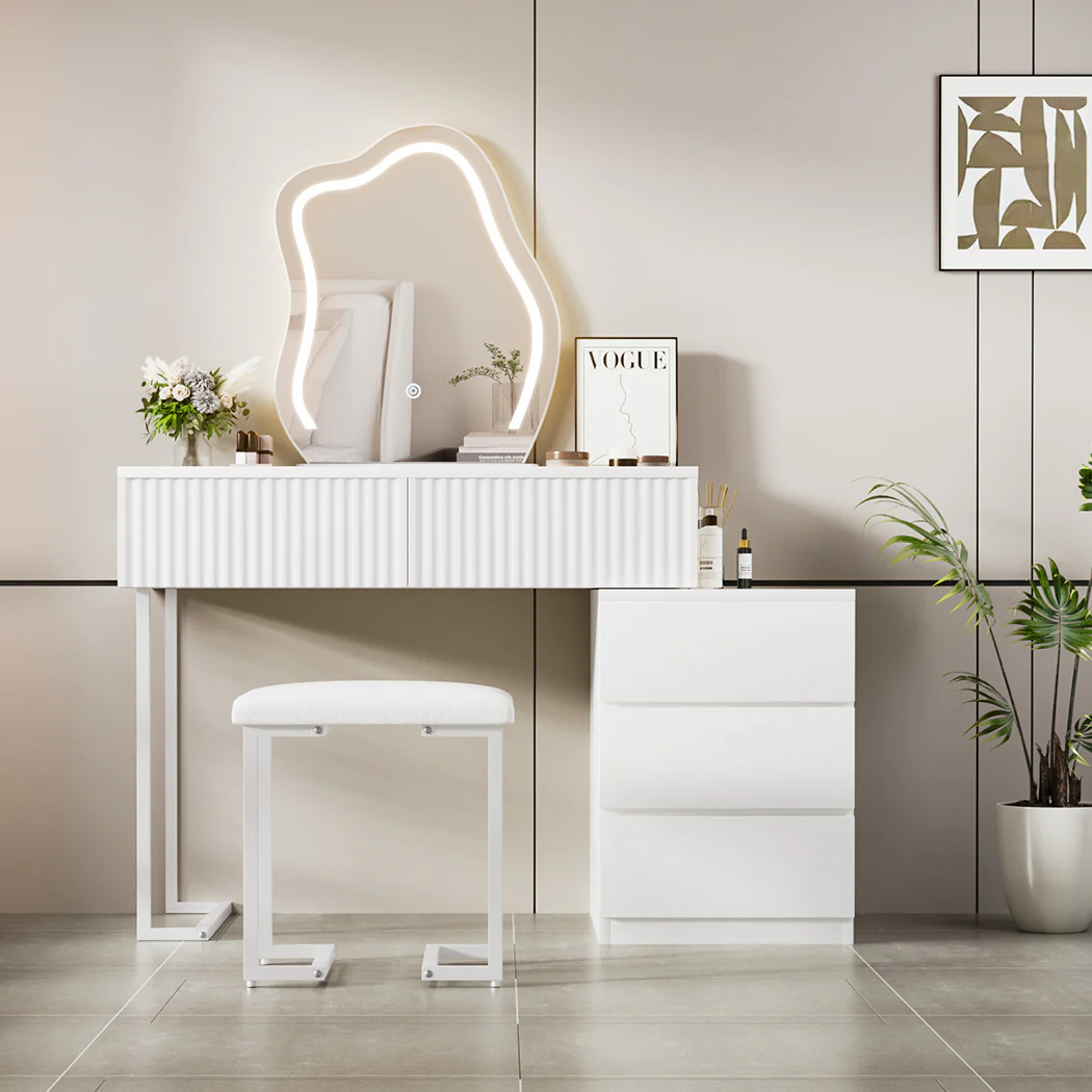 Levede Dressing Table Stool Set with Mirror Led - Image 7
