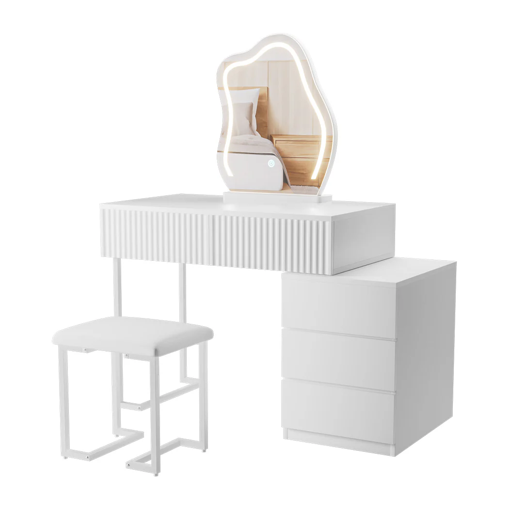 Levede Dressing Table Stool Set with Mirror Led - Image 9