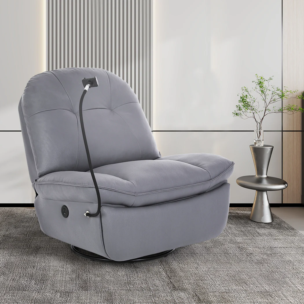 Levede Electric Chair Recliner Swivel Grey - Image 6