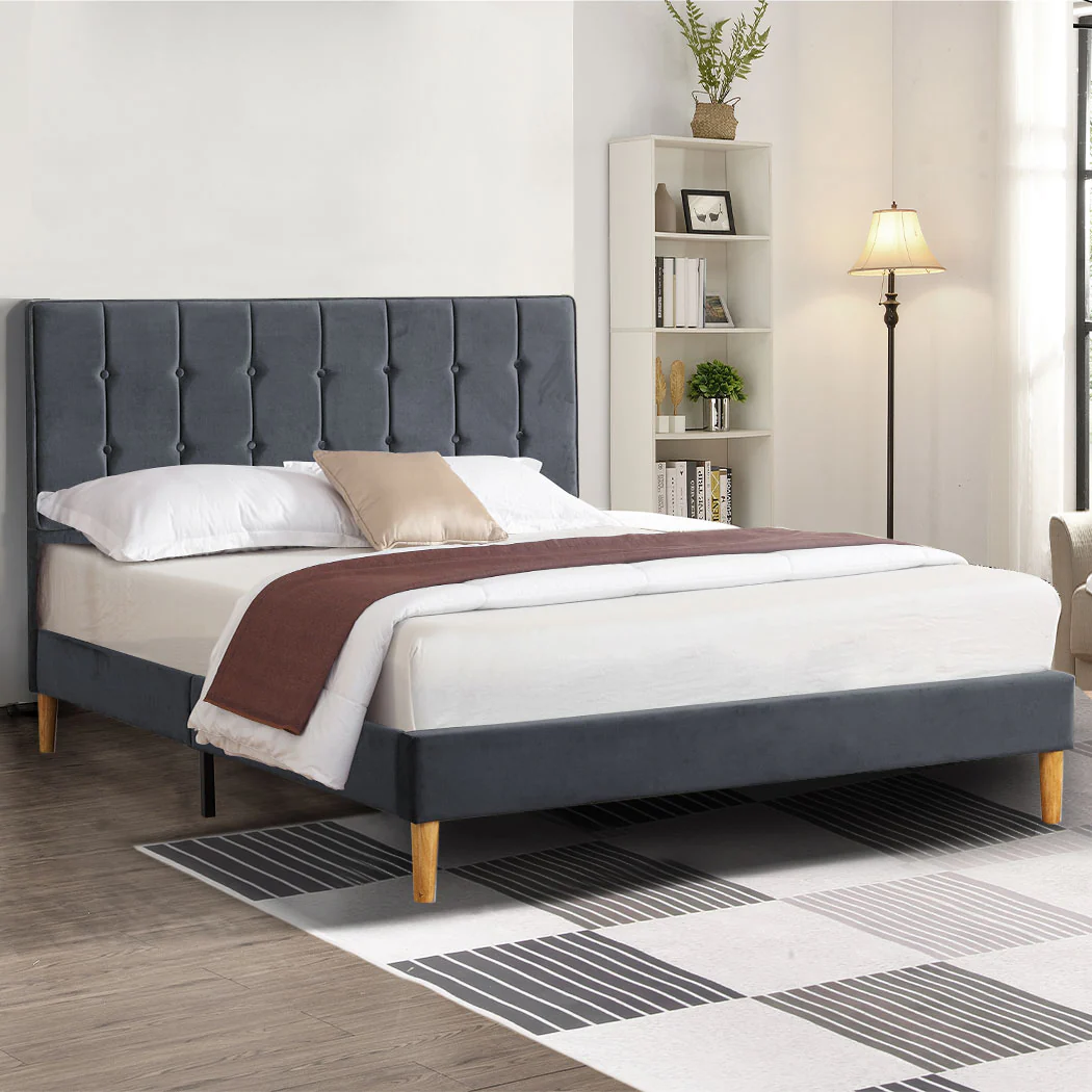 Levede Fabric Bed Frame Double Mattress Grey - Image 6