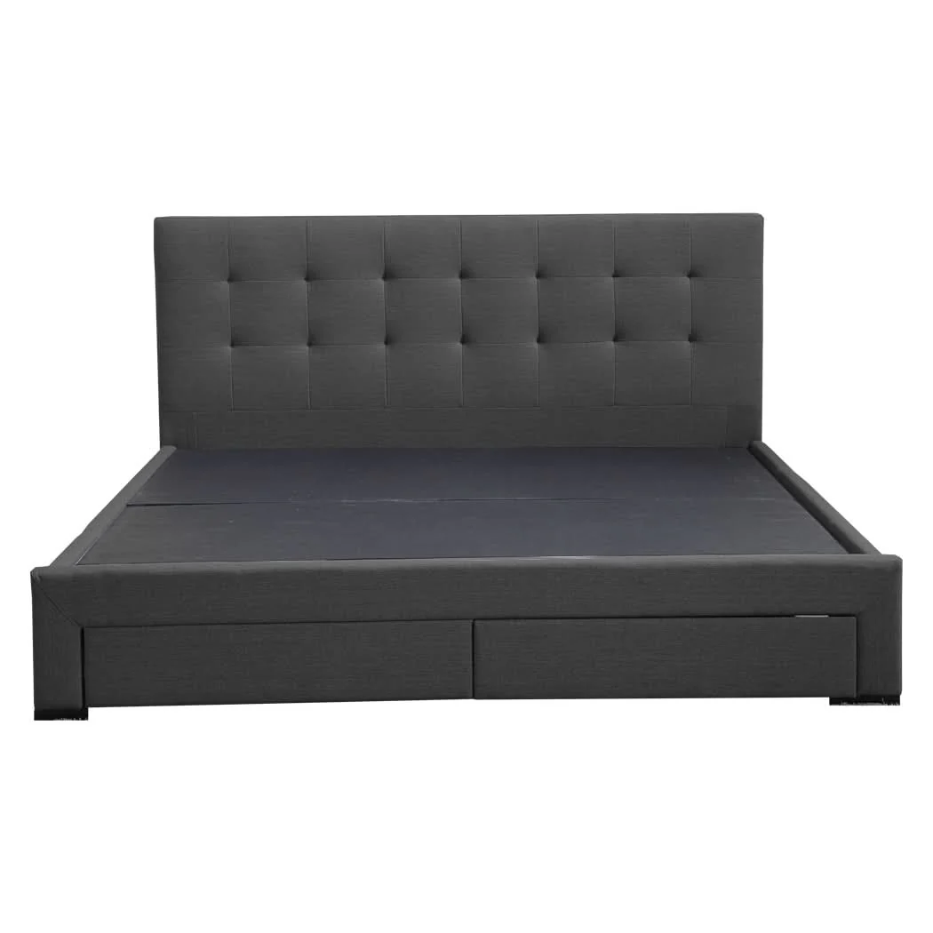 Levede Fabric Bed Frame Double Tufted Dark Grey