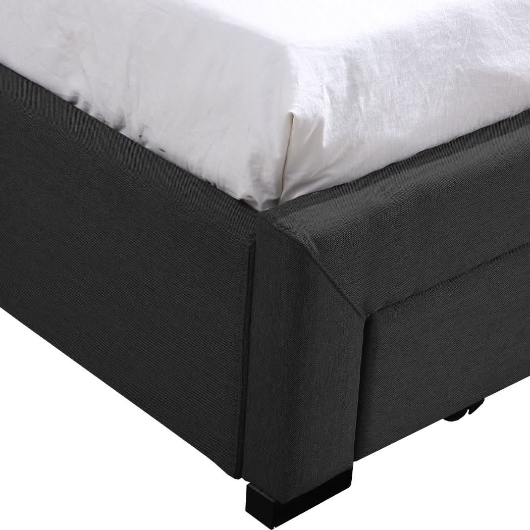 Levede Fabric Bed Frame Double Tufted Dark Grey - Image 3