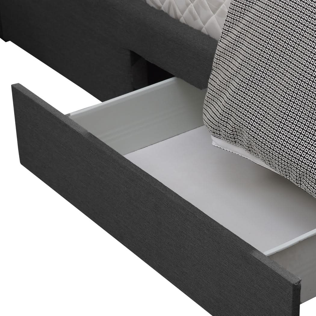 Levede Fabric Bed Frame Double Tufted Dark Grey - Image 4