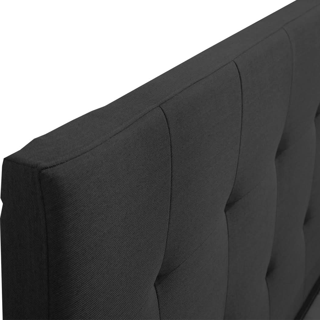 Levede Fabric Bed Frame Double Tufted Dark Grey - Image 5