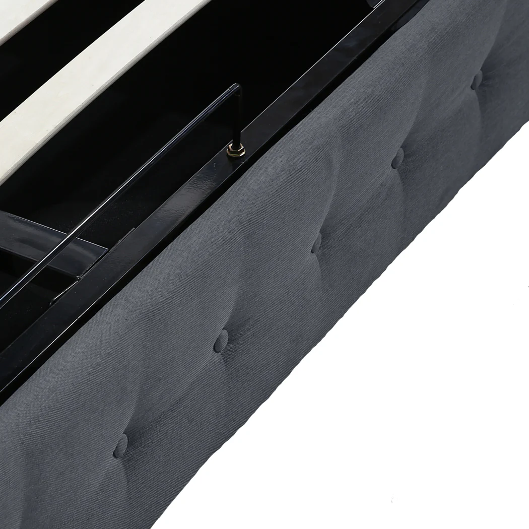 Levede Fabric Bed Frame Queen Tufted Dark Grey - Image 4