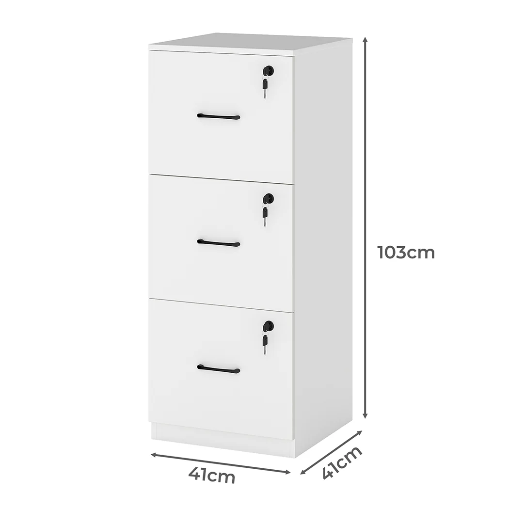 Levede File Cabinet 3 Drawers Filing Storage Cabinet - Image 2
