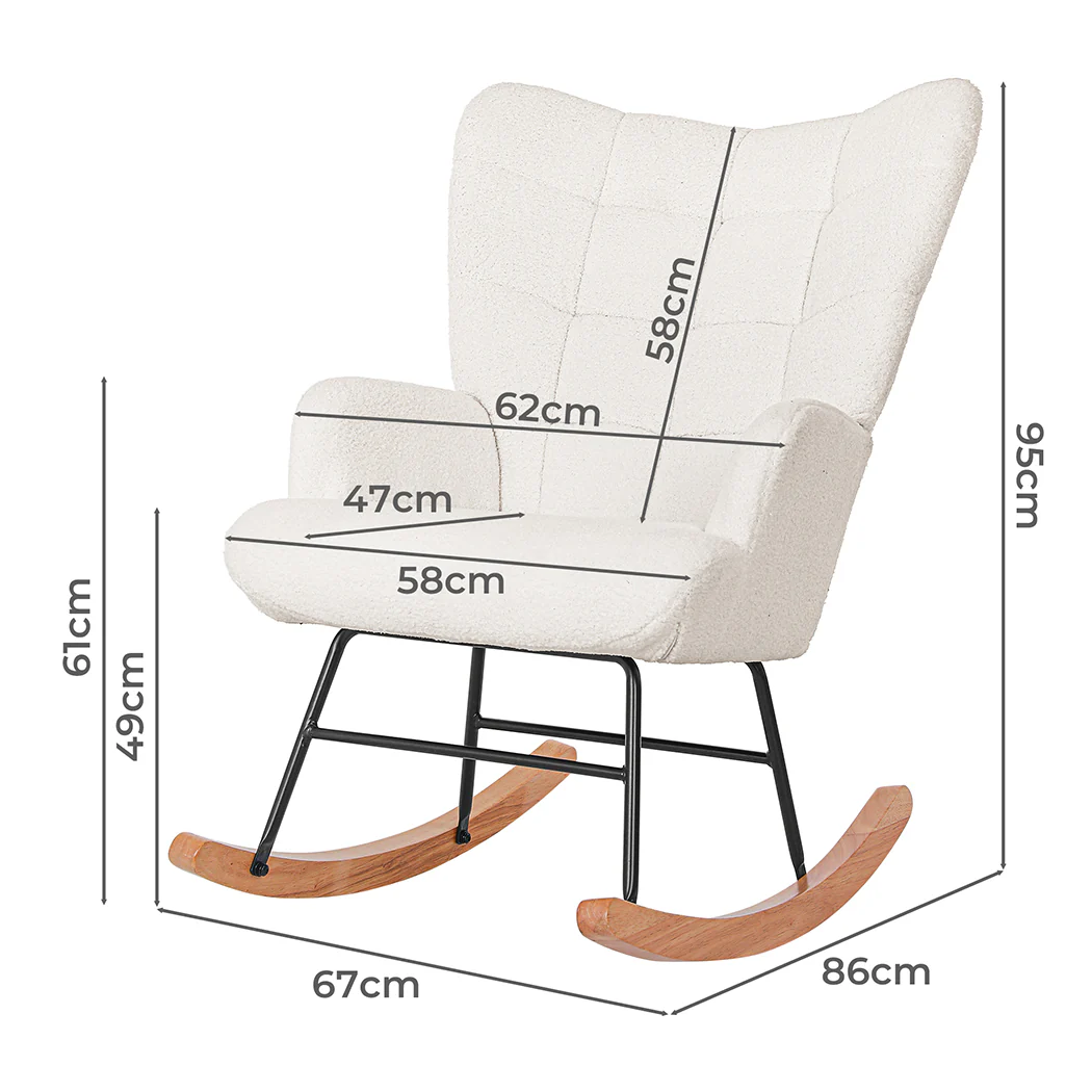 Levede Fleece Rocking Chair - Image 2