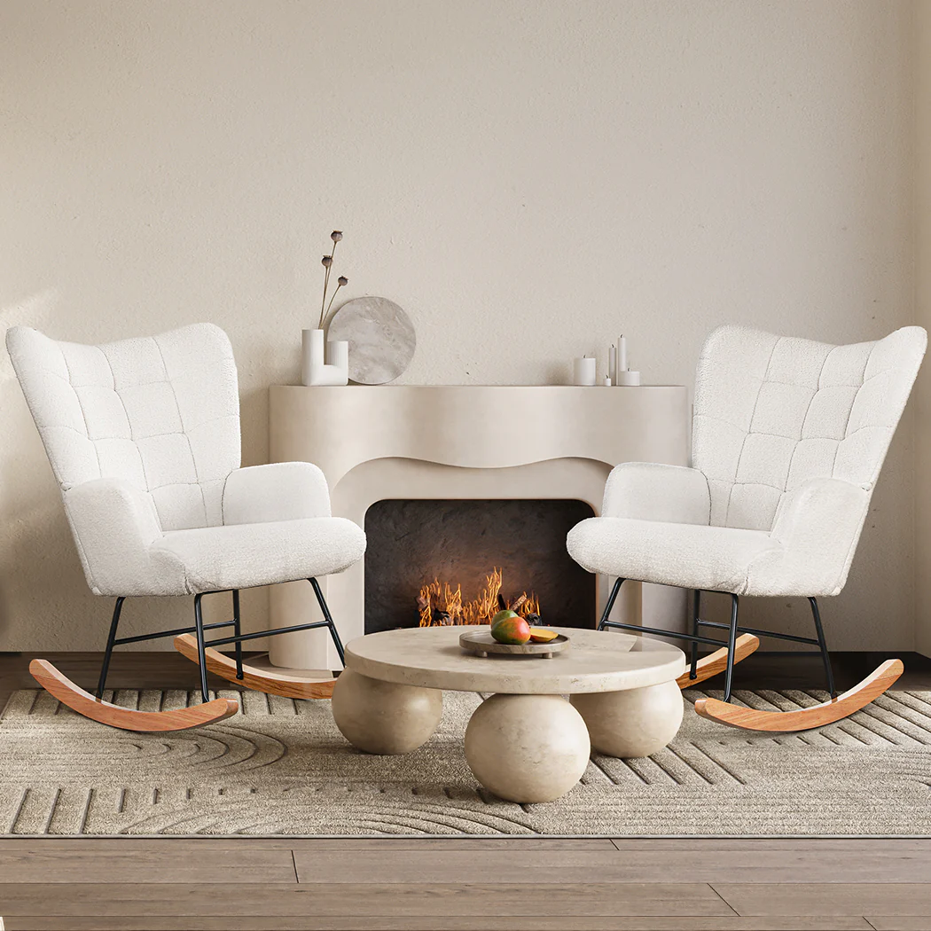 Levede Fleece Rocking Chair - Image 6