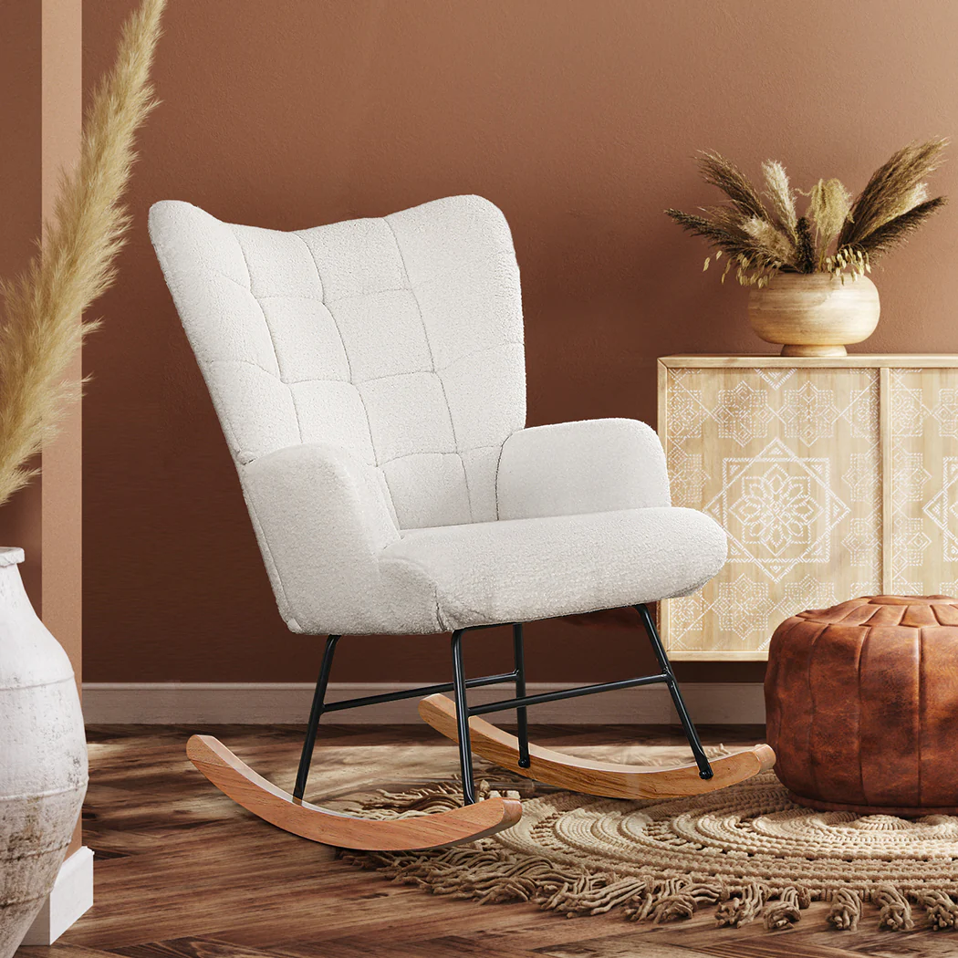 Levede Fleece Rocking Chair - Image 7