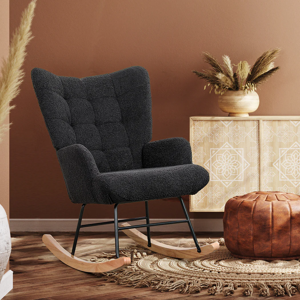 Levede Fleece Rocking Chair - Image 6