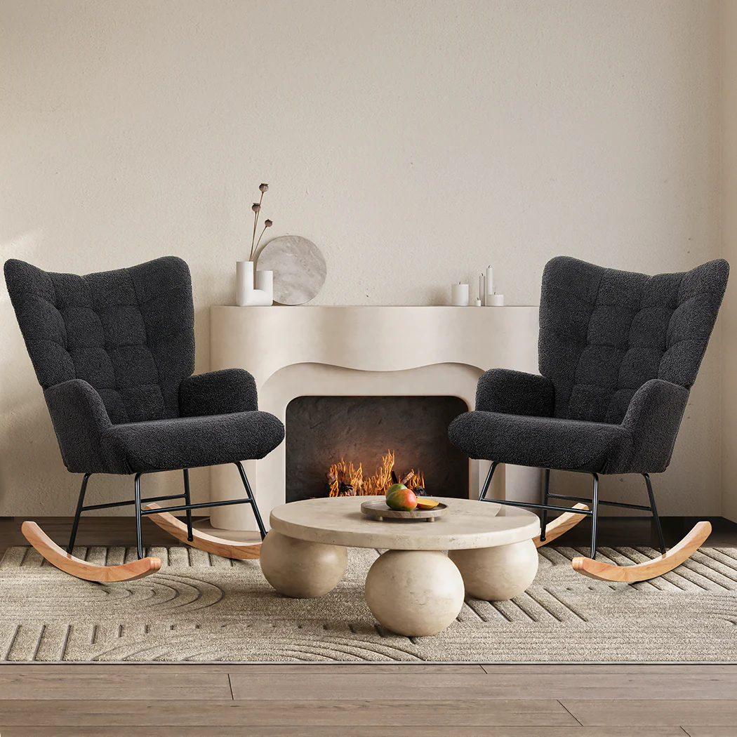 Levede Fleece Rocking Chair - Image 7