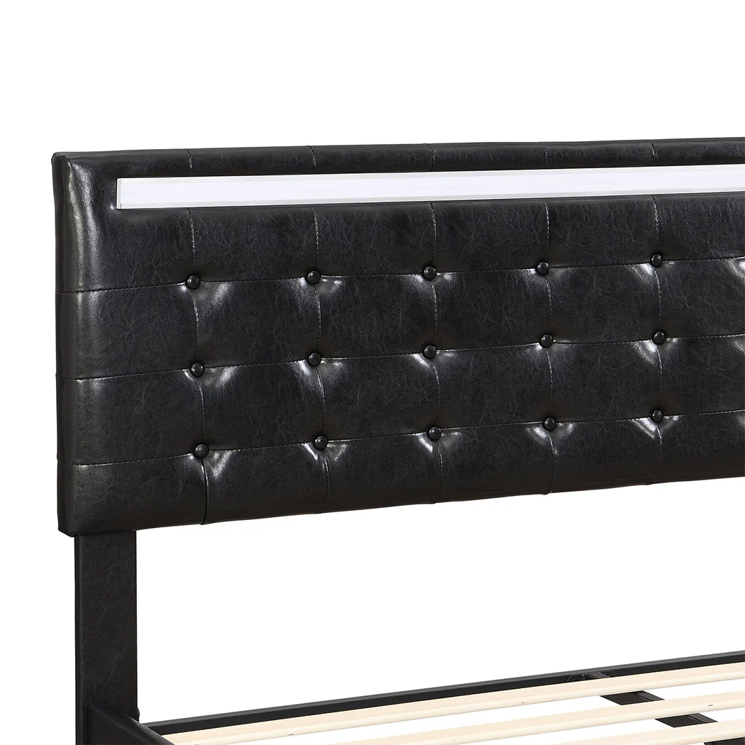 Levede Floating Bed Frame Double with Headboard LED Lights Mattress Base - Image 4