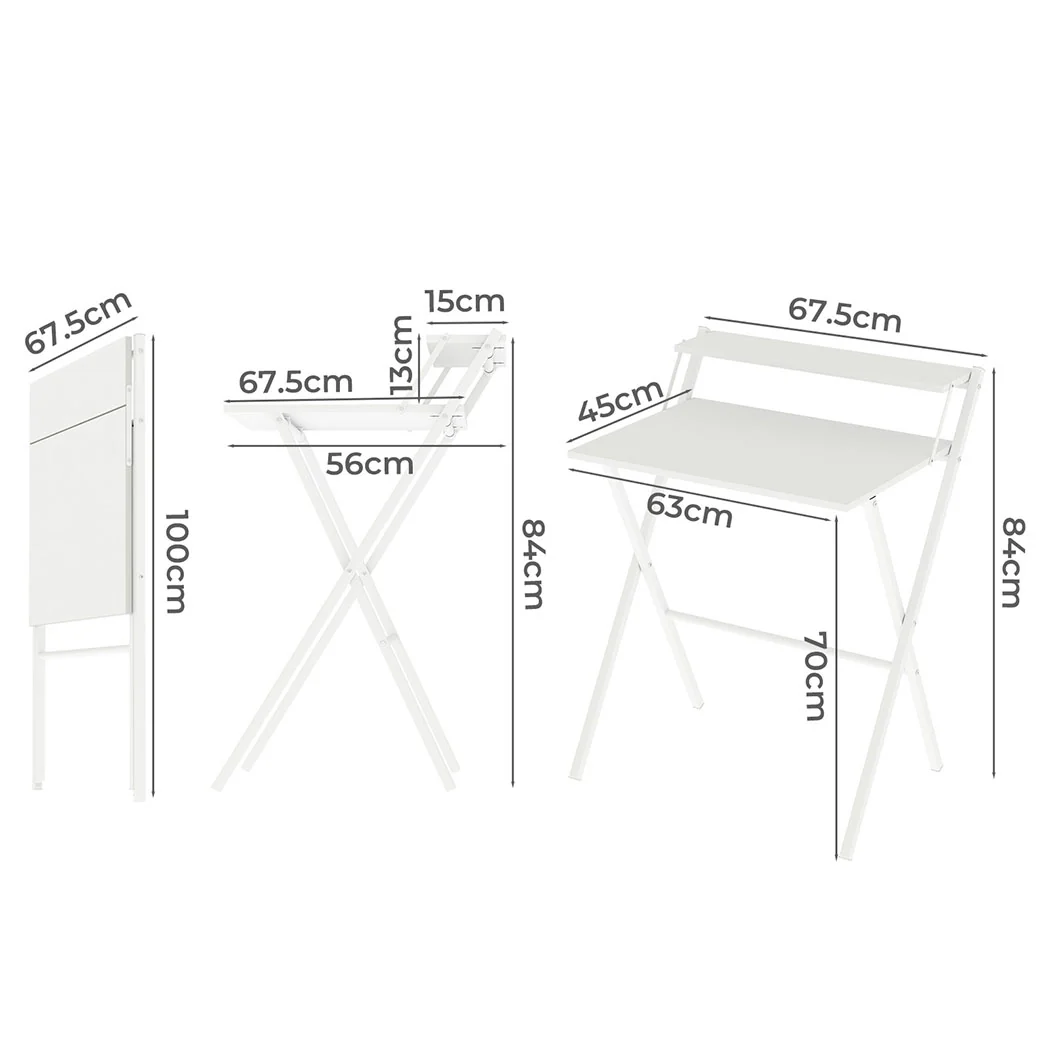 Levede Foldable Computer Desk Office Study Desk White - Image 2