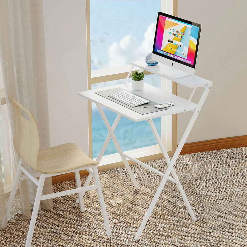 Levede Foldable Computer Desk Office Study Desk White - Image 7