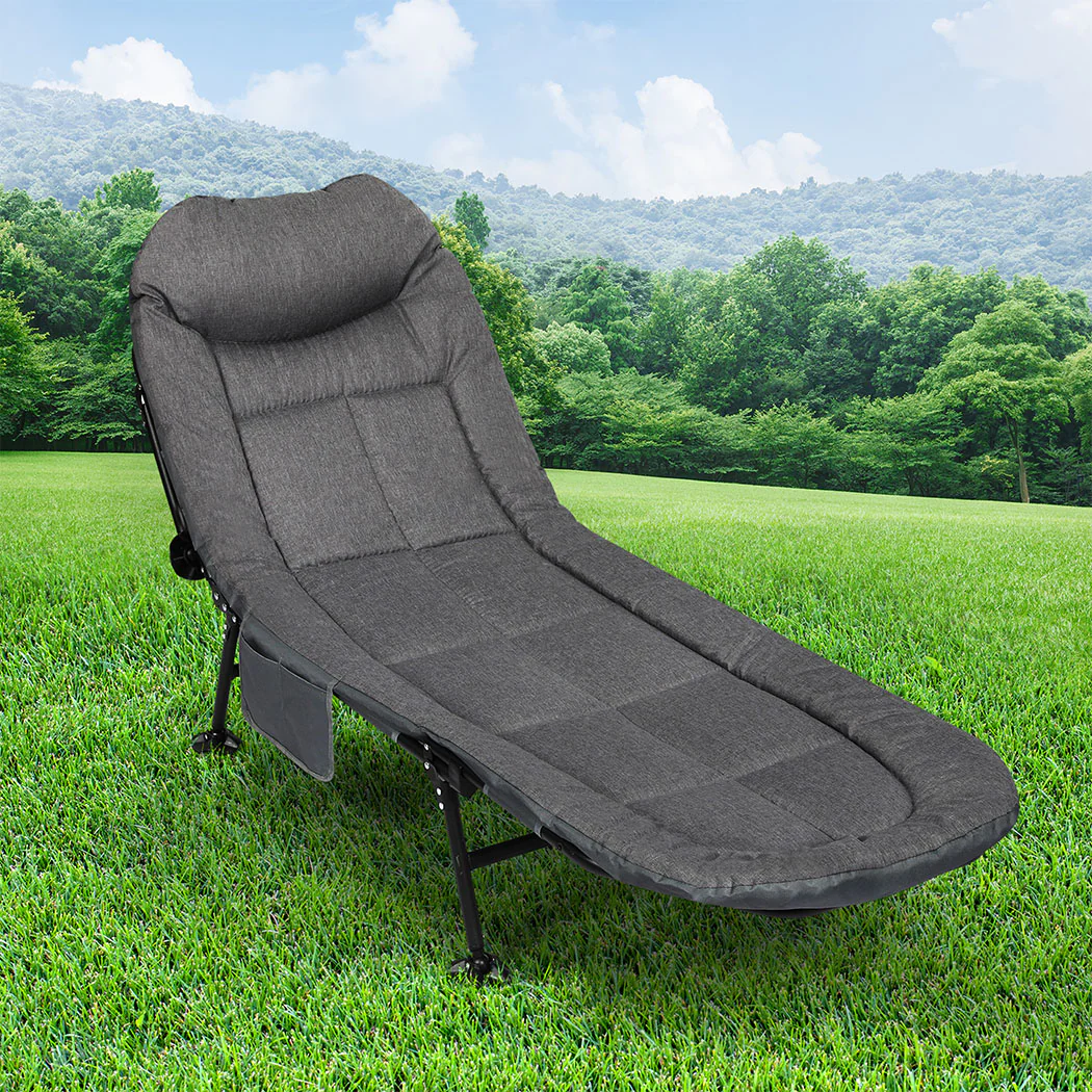 Levede Folding Camping Bed Camp Cots Dark Grey - Image 7