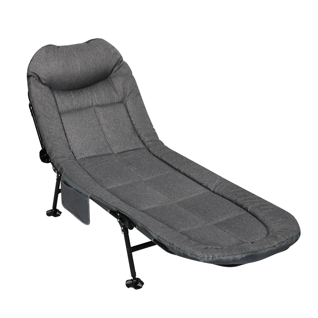Levede Folding Camping Bed Camp Cots Dark Grey - Image 8