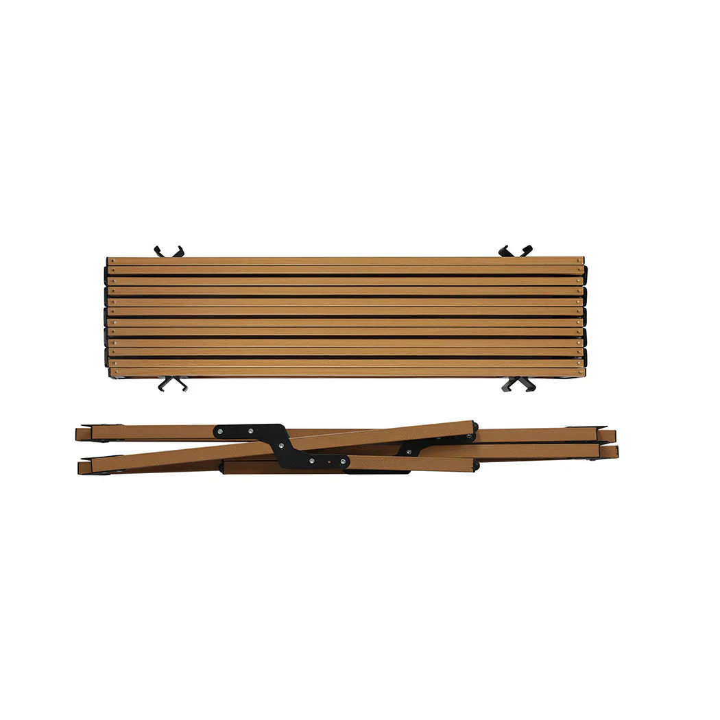 Levede Folding Camping Table Chair Set Oak - Image 5