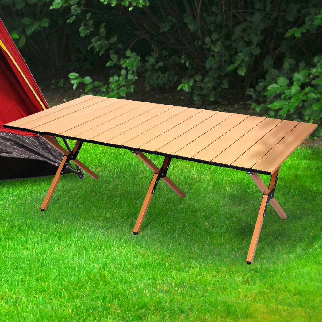 Levede Folding Camping Table Foldable Oak - Image 6