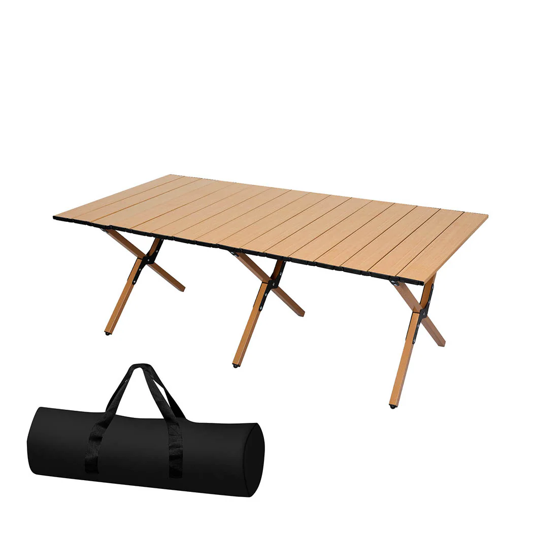 Levede Folding Camping Table Foldable Oak - Image 8