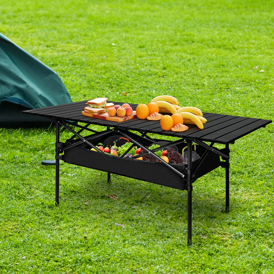 Levede Folding Camping Table Portable Black - Image 7