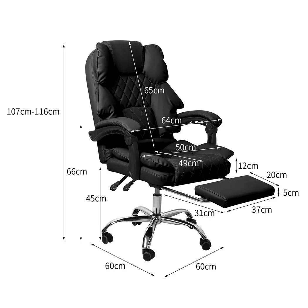 Levede Gaming Chair Office Computer Black Footrest - Image 2