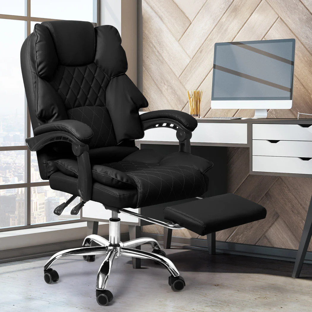 Levede Gaming Chair Office Computer Black Footrest - Image 7