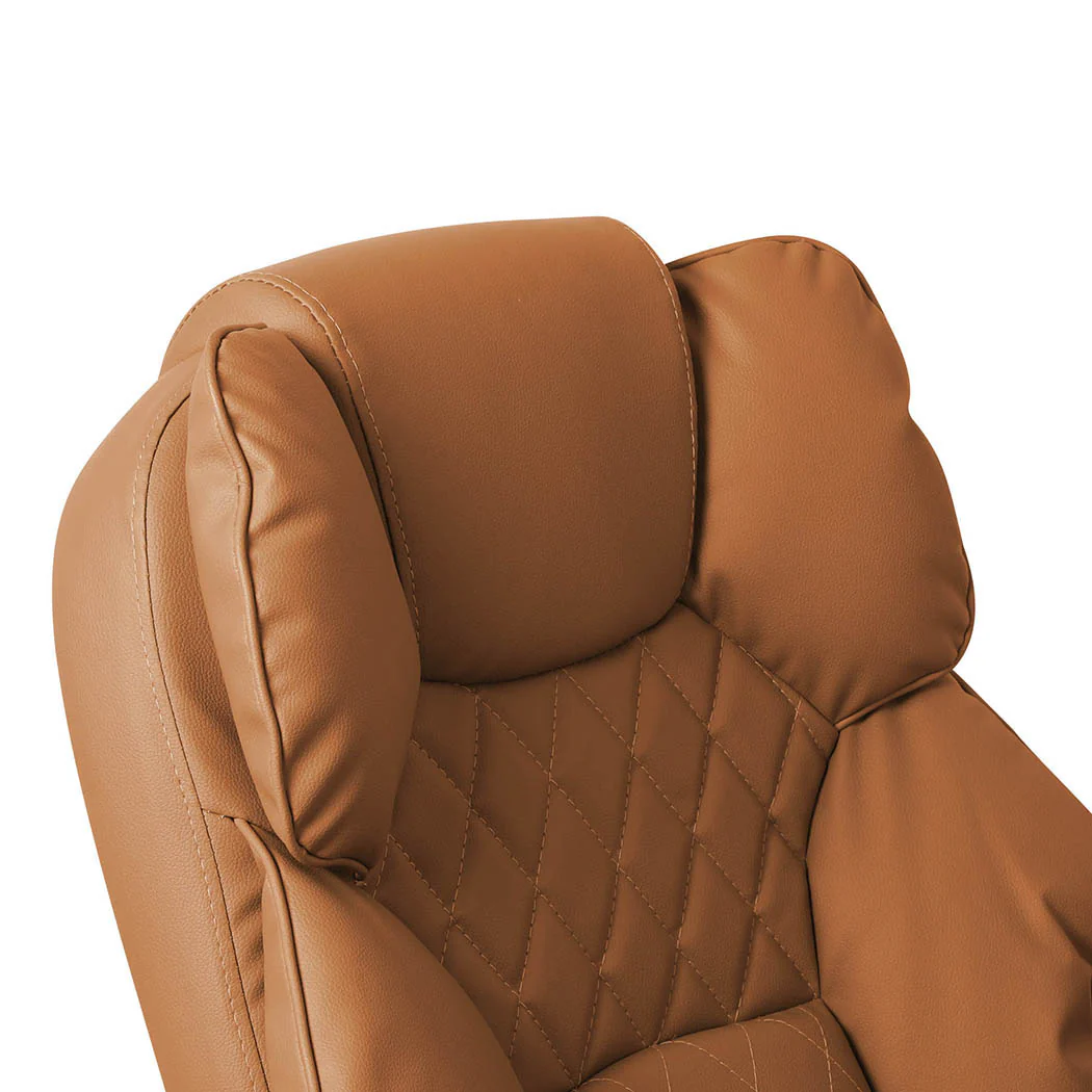 Levede Gaming Chair Office Computer Brown Footrest - Image 5