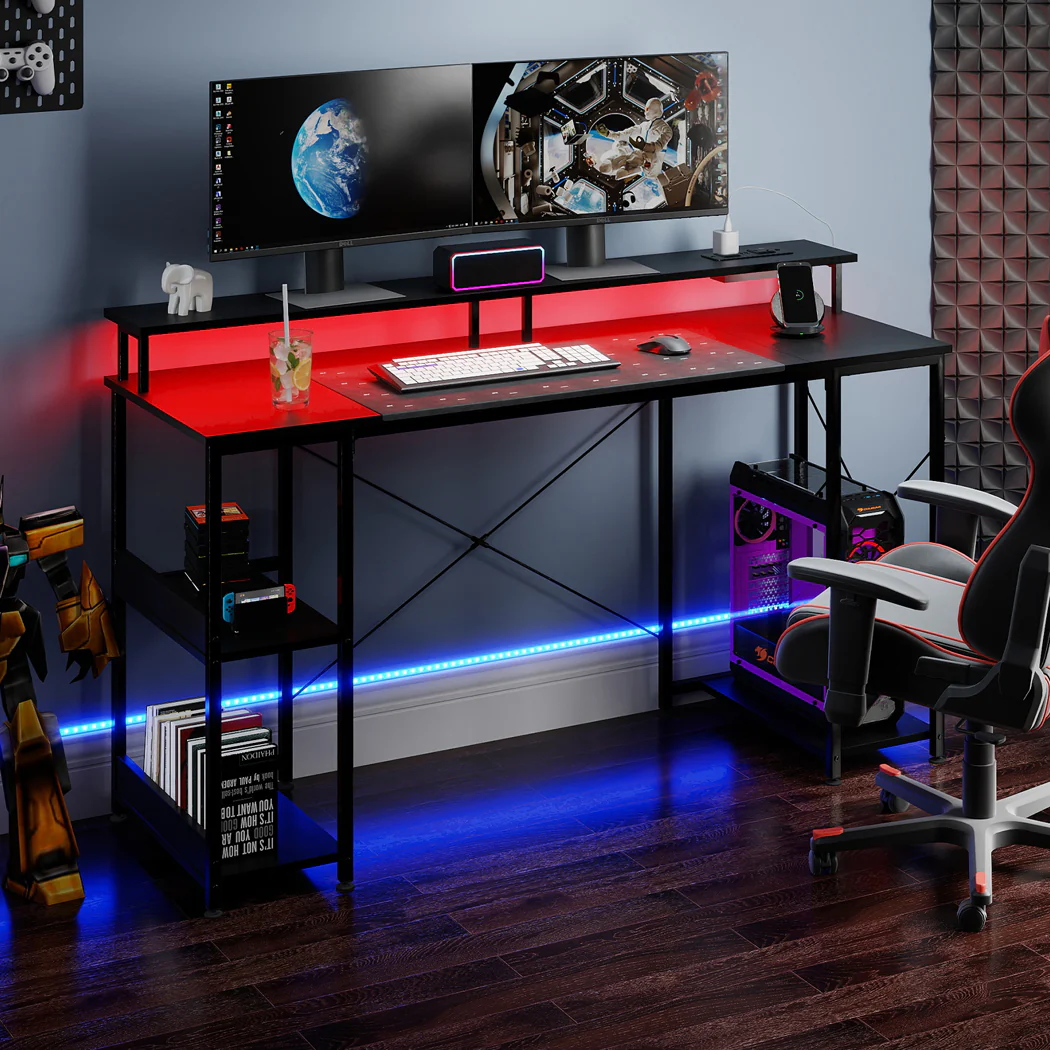 Levede Gaming Desk Computer Table Monitor Shelf 140cm - Image 6