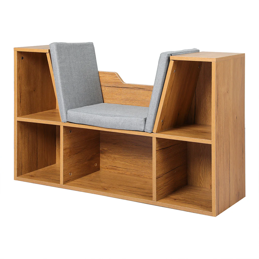 Levede Kids Bookcase Toys Box Shelf Brown - Image 8