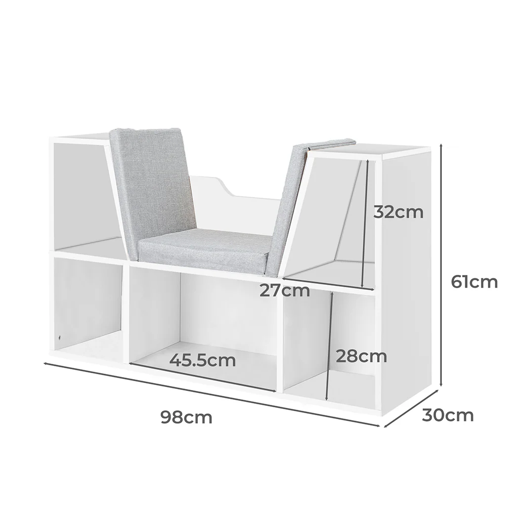 Levede Kids Bookcase Toys Box Shelf White - Image 2