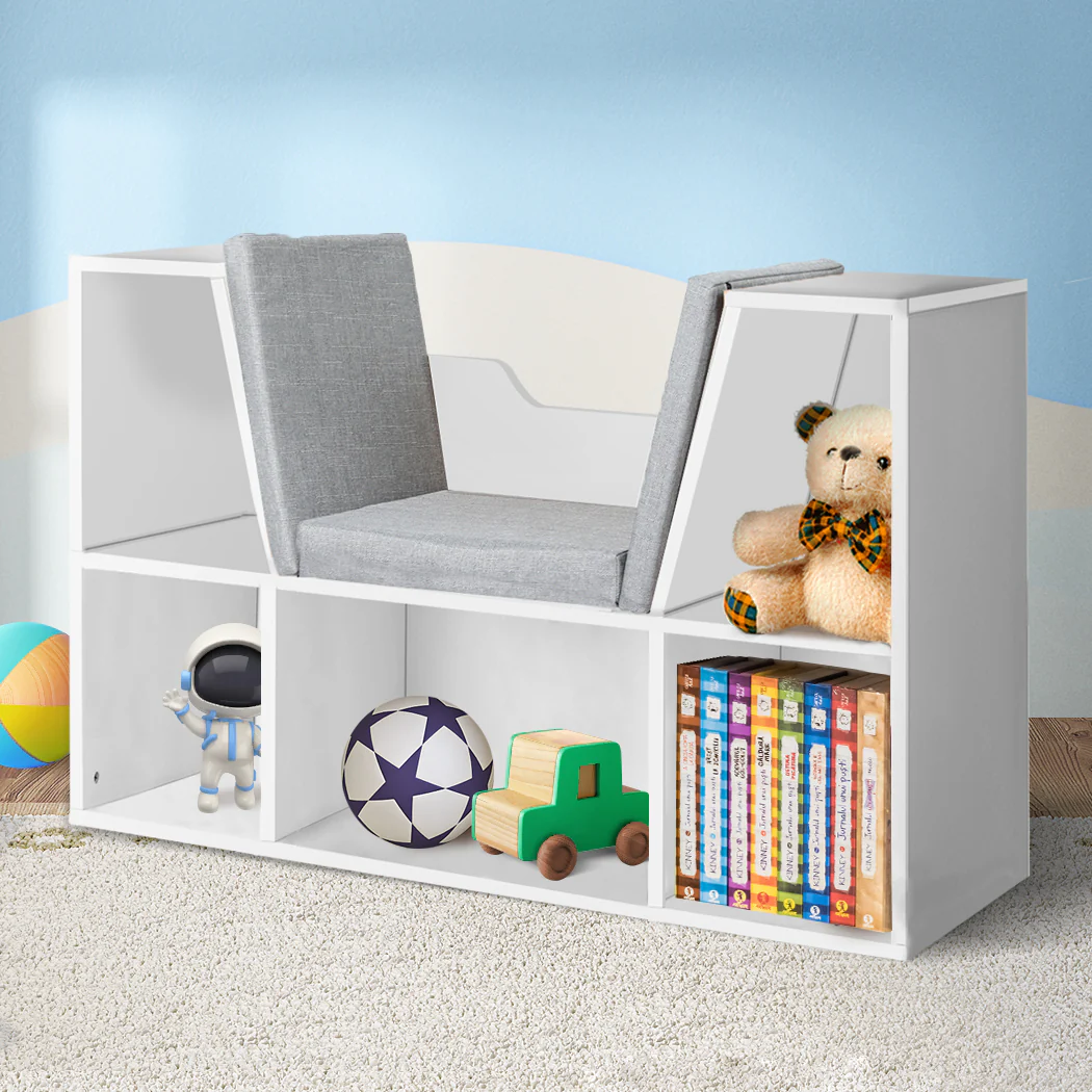 Levede Kids Bookcase Toys Box Shelf White - Image 6