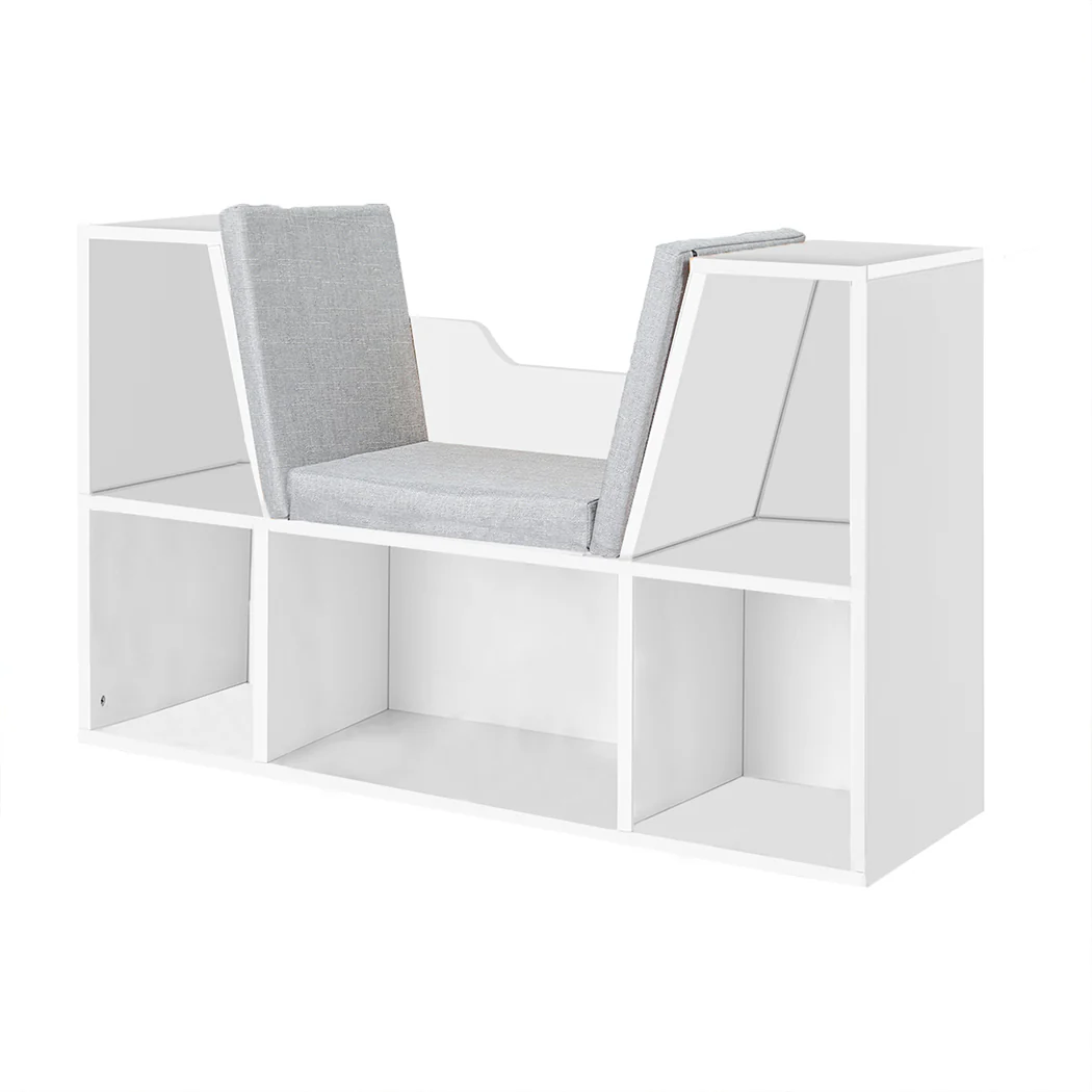 Levede Kids Bookcase Toys Box Shelf White - Image 8