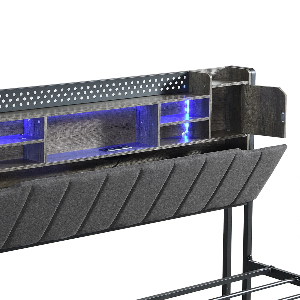 Levede King Bed Frame with Storage Headboard RGB LED - Image 3
