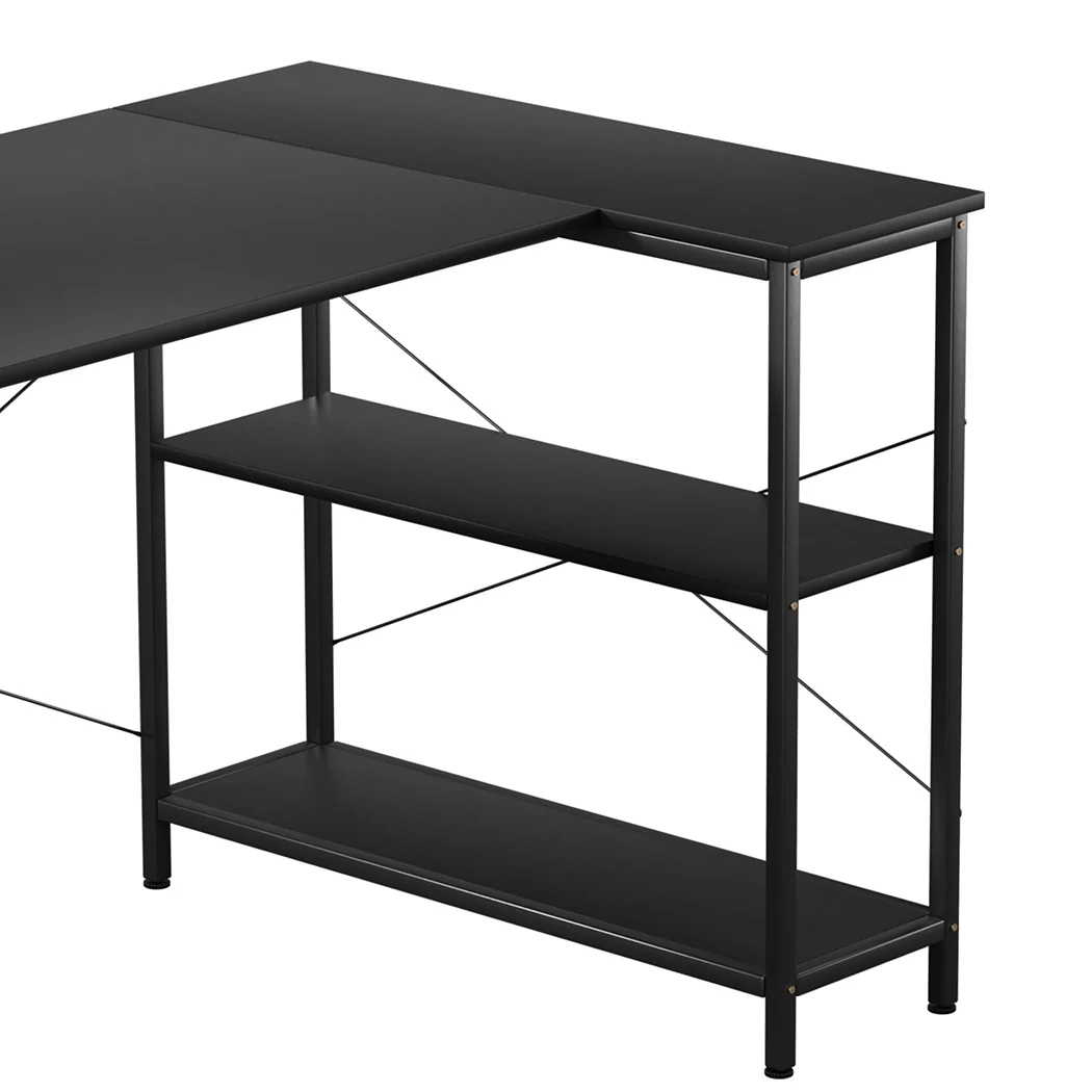 Levede L Shaped Computer Desk Home Desk Black - Image 4