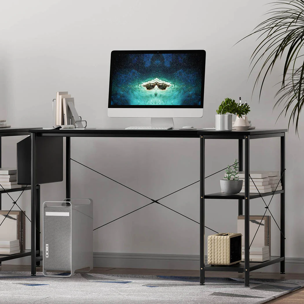 Levede L Shaped Computer Desk Home Desk Black - Image 6