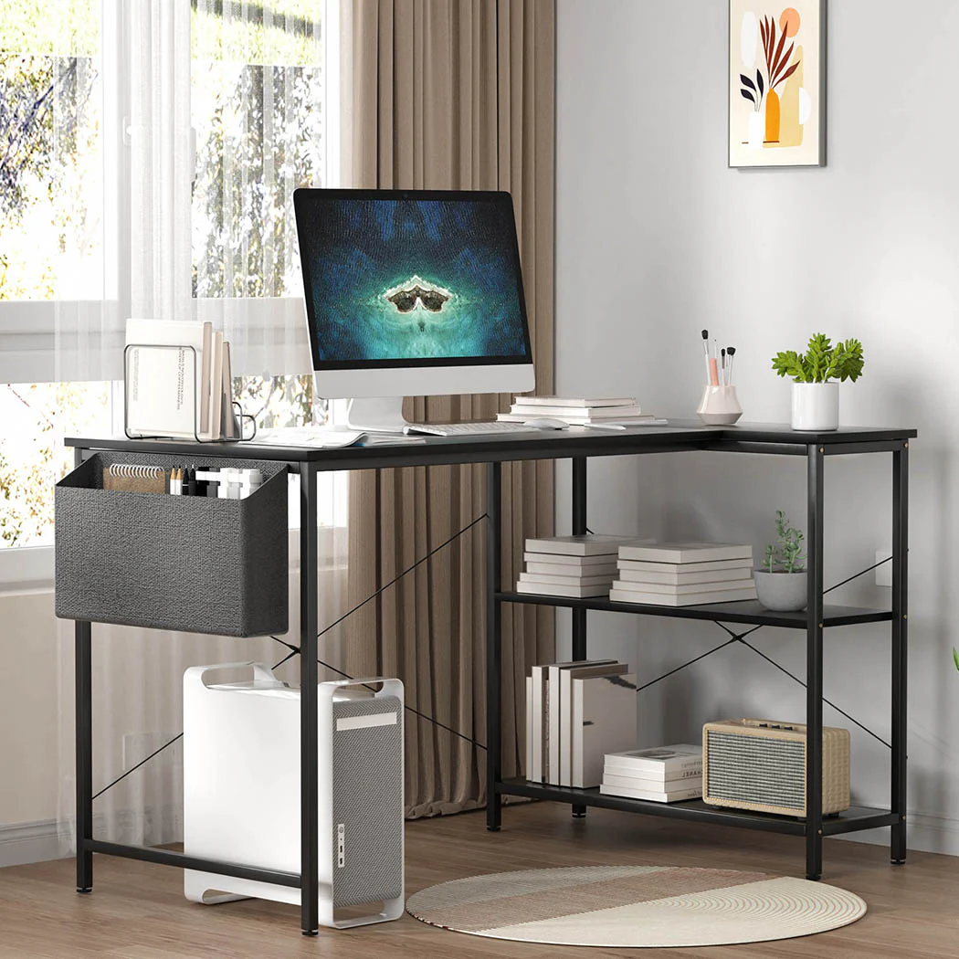Levede L Shaped Computer Desk Home Desk Black - Image 7