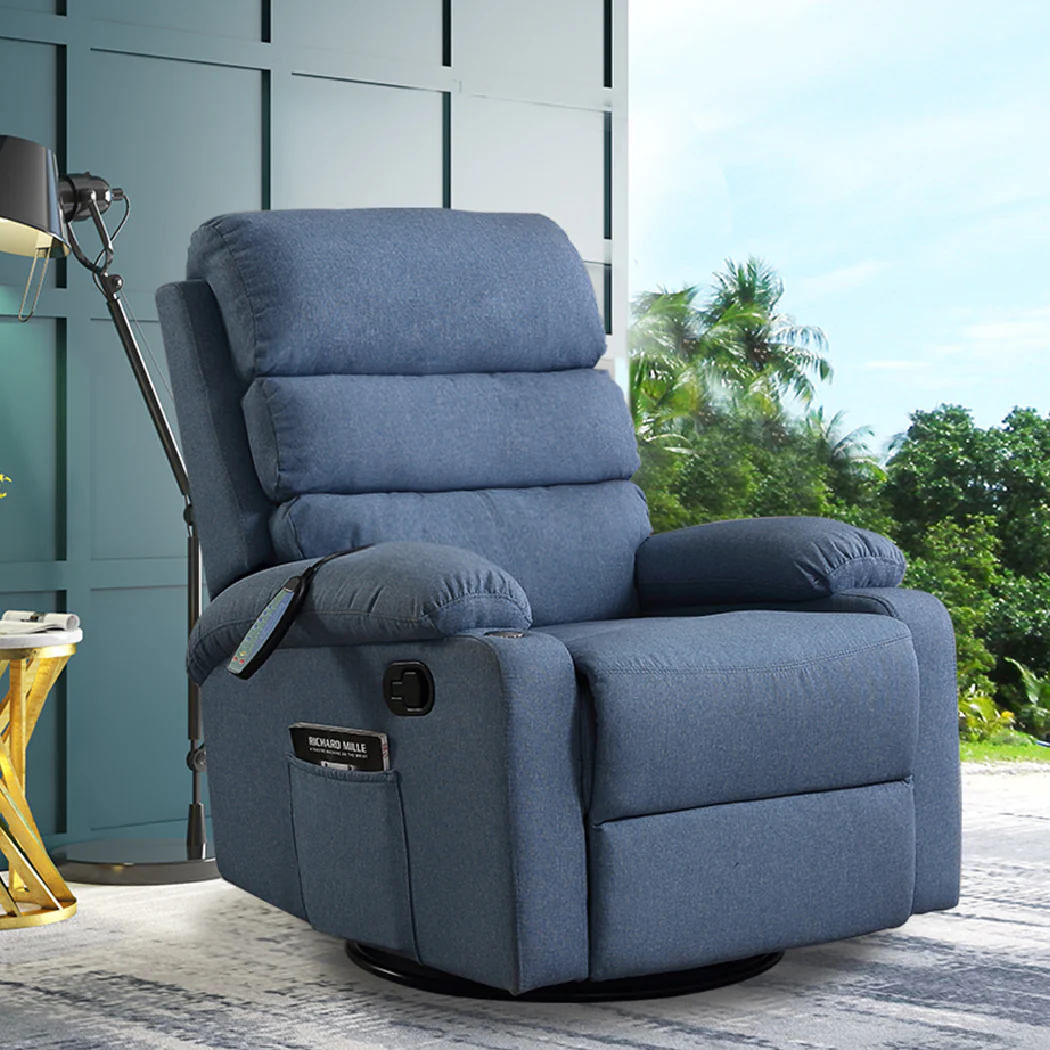 Levede Massage Chair Recliner Chairs Blue - Image 6